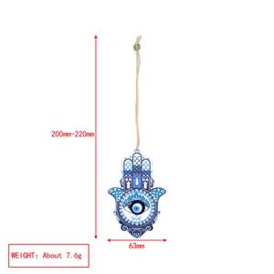 Hamsa Hand with Evil Eye charm dimensions showing 200mm length and 63mm width details