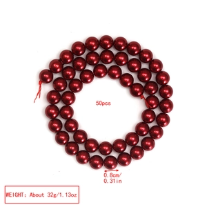 Detailansicht von 50 Stück 8mm roten Metallic-Perlen für die DIY-Schmuckherstellung