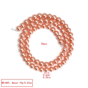 70 Stück 0,6 cm lachsrosa Perlen aus Muschelkern für DIY-Schmuck und Bastelarbeiten