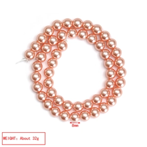 DIY Muschelperlen für Schmuck, 8mm orange-pinke runde Perlen mit glänzendem Finish