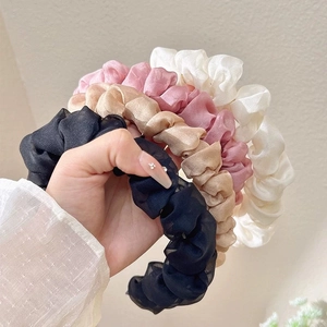 Lot de serre-têtes en organza plissé noir champagne rose et blanc pour femmes