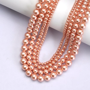 Elegante lachsrosa Muschelperlenketten in verschiedenen Größen für DIY-Schmuckherstellung