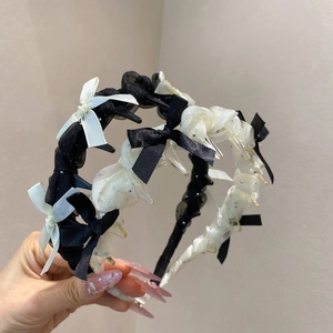 Serre-Tête Plissé en Maille de Style Coréen Clips Double Couche Nœud Bandeau Femmes Élégant Doux Accessoires Cheveux
