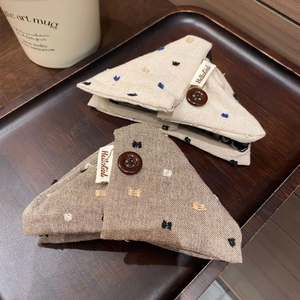 Pince à Cheveux Rétro en Tissu Triangle pour Femme Coton Lin Broderie Pince à Requin Grands Accessoires Cheveux