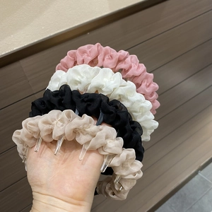 Eleganter Gekräuselter Stoff Haarreifen Für Damen Rutschfest Gezahntes Haarband Einfarbig Süßer Stil Haarschmuck Alltag