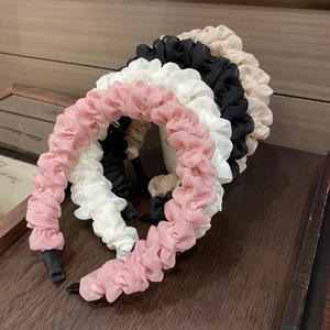 Set aus gerafften Wellen Stirnbändern in Pink Weiß Schwarz und Beige mit rutschfesten Zähnen