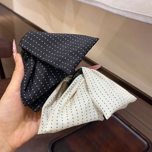 Polka dot fabric bow shark clips in black and white styles for thick hair accessories