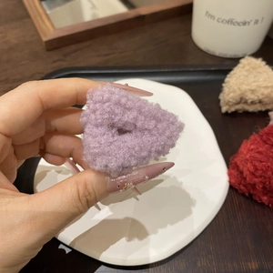 Morbida molletta per capelli in peluche viola a forma di orecchie di gatto per inverno