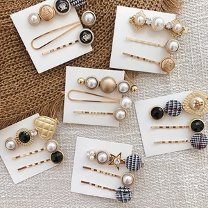Pince à Cheveux en Alliage Vintage avec Faux Künstliche Perles Barrette et Clip Latéral Tissu Or Coeur Étoile Abeille Bijoux Femme