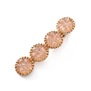 Barrette à cheveux en cristal avec perles champagne sur base en métal doré