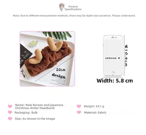 Spécifications de taille du bandeau renne en peluche douce pour le lavage du visage et soins