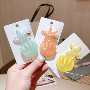 Resin Seestern Muschel Haarspange Mit Künstliche Perlenimitat Glitzer Süß Koreanischer Stil Seitenclip Für Damen Mädchen Mode Accessoires