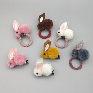 Set de barrettes et chouchous oreilles de lapin en peluche pour enfants colorés