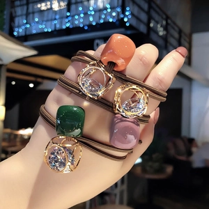 Corde per Capelli Elastiche in Stile Coreano per Donna Semplice Cubo in Resina Lega Zirconia Ciondolo Bracciale a Doppio Uso