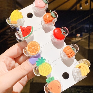 Lot de 10 mini-pinces à cheveux en acrylique avec motifs colorés de fruits et légumes