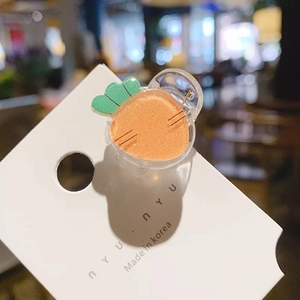 Pince à cheveux carotte mignonne en résine pailletée orange avec feuille verte