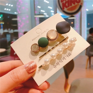 Dreiteiliges Haarklammer-Set im koreanischen Stil mit Perlen und mattem Finish