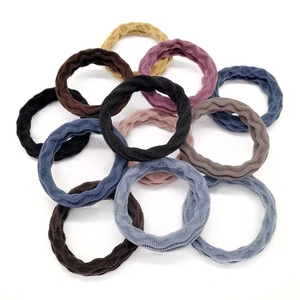 Set of durable high-elastic seamless ribbed knit hair ties in various neutral colors