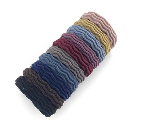 10-color set of high-elastic thick seamless wave texture hair ties for women