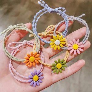 Koreanischer Stil Süße Harz Gänseblümchen Blume Elastische Haargummis Für Frauen Mädchen Süße Florale Haarseile Zubehör