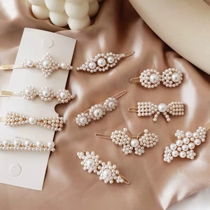 Korean Style Artificial Pearl Hair Clips For Women Elegant Flower Butterfly Bowknot Alloy Side Clip Fashion Hair Accessories