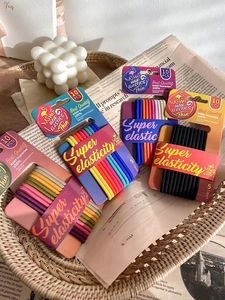 Women Girls High Elastic Hair Ties Set 10 Pieces Thin Colorful Black Rubber Band Ponytail Holder Fashion Hair Accessories