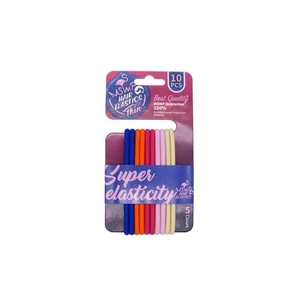 Set of 10 high-elasticity colorful thin hair ties for girls in five vibrant colors