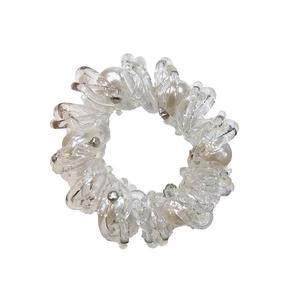 Elastico per capelli a spirale trasparente con perle bianche per donna