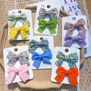 Pinces À Cheveux Nœud En Tissu Fait À La Main Pour Enfants Style Floral Plaid Pinces À Frange Accessoires Cheveux