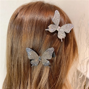 Elegante set di due fermagli per capelli a farfalla con strass lucenti per acconciature