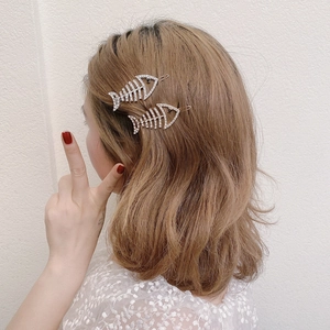 Chic silver rhinestone fishbone hair clips set for women with elegant crystal accents