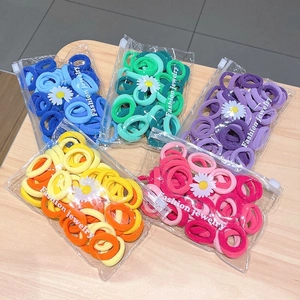 5-pack colorful high-elasticity daisy hair ties in blue, green, purple, orange, and pink