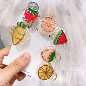 Petites Pinces à Cheveux en Résine Fruits pour Femmes Filles Alliage Fraise Carotte Pastèque Citron Mini Barrettes Accessoires