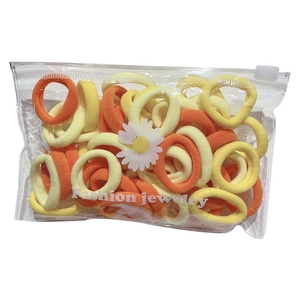 50-piece set of daisy-patterned elastic hair ties in yellow and orange tones