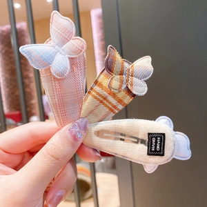 Dreiteiliges handgefertigtes Prinzessin-Haarspangen-Set mit Schleifen und Karomustern