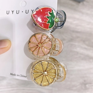 Lot de 3 pinces à cheveux aux motifs de fraise, pamplemousse et citron mignonnes