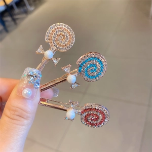 Pince à Cheveux Sucette en Strass Alliage Künstliche Perle Nœud Épingle à Cheveux Décorative Barrette de Côté pour Filles Femmes
