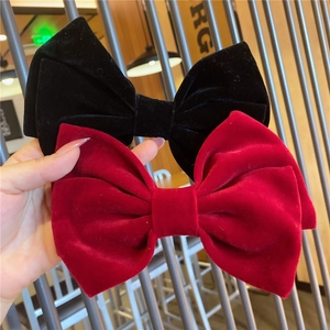 Large Velvet Bow Hair Clips For Women Elegant French Retro Alligator Clips Solid Color Bowknot Hairpins Daily Party Accessories