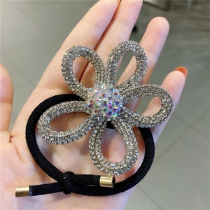 Elegant Flower Rhinestone Hair Tie Sparkling Crystal Elastic Hair Band For Women Gorgeous Daily Party Hair Accessories