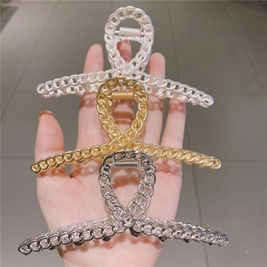 Grande Pince à Cheveux en Métal Design Chaîne Élégante Style Coréen Pince Requin pour Femmes Accessoires de Coiffure