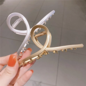 Minimalist large hollow cross metal hair claws in matte gold and silver finish