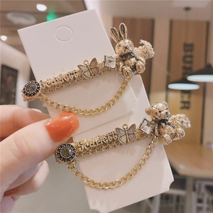 Fermaglio per Capelli con Catena di Orso e Coniglio in Lega Vintage Fermaglio con Pendente a Farfalla in Strass Oro Accessori per Capelli da Donna