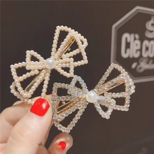 Eleganter Schleifen Haarklammer Legierung Künstliche Perle Strass Entenschnabel Clip Koreanischer Stil Schmetterling Haarnadel Damen Haarschmuck