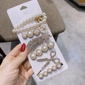 Barrettes en Alliage d'Or de Luxe Design Plume et Ciseaux Künstliche Perles Strass Accessoires de Coiffure pour Femmes Bijoux de Cheveux