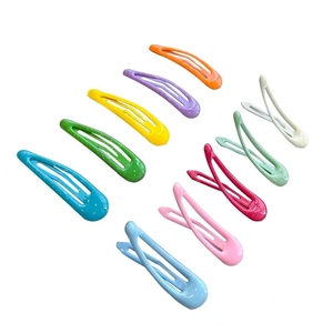 10er-Set bunte tropfenförmige BB-Haarspangen aus Metall für Babys mit glänzendem Finish