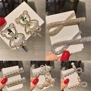 Barrettes Cheveux Élégantes en Alliage avec Strass et Künstliche Perles Ours Nœud Note Cuillère Pinces à Bec de Canard pour Femme Bijoux Cheveux