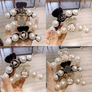 Pince à Cheveux Élégante Coréenne Motif Camélia Rose Trèfle et Künstliche Perles d'Imitation pour Femmes en Résine Strass Accessoire Rétro