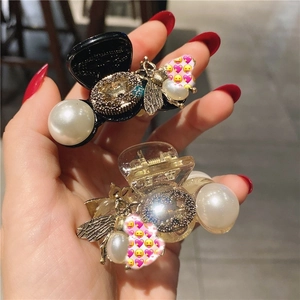 Vintage Barok Bij Haarklem Elegant Imitatieparel Strass Legering Hars Haarspeld Vrouwen Feest Haaraccessoires