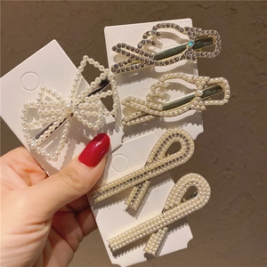 Détails des barrettes à cheveux coréennes avec perles et strass sur placage doré