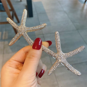 Barrette à cheveux étoiles de mer strass brillants avec détails en cristal élégants